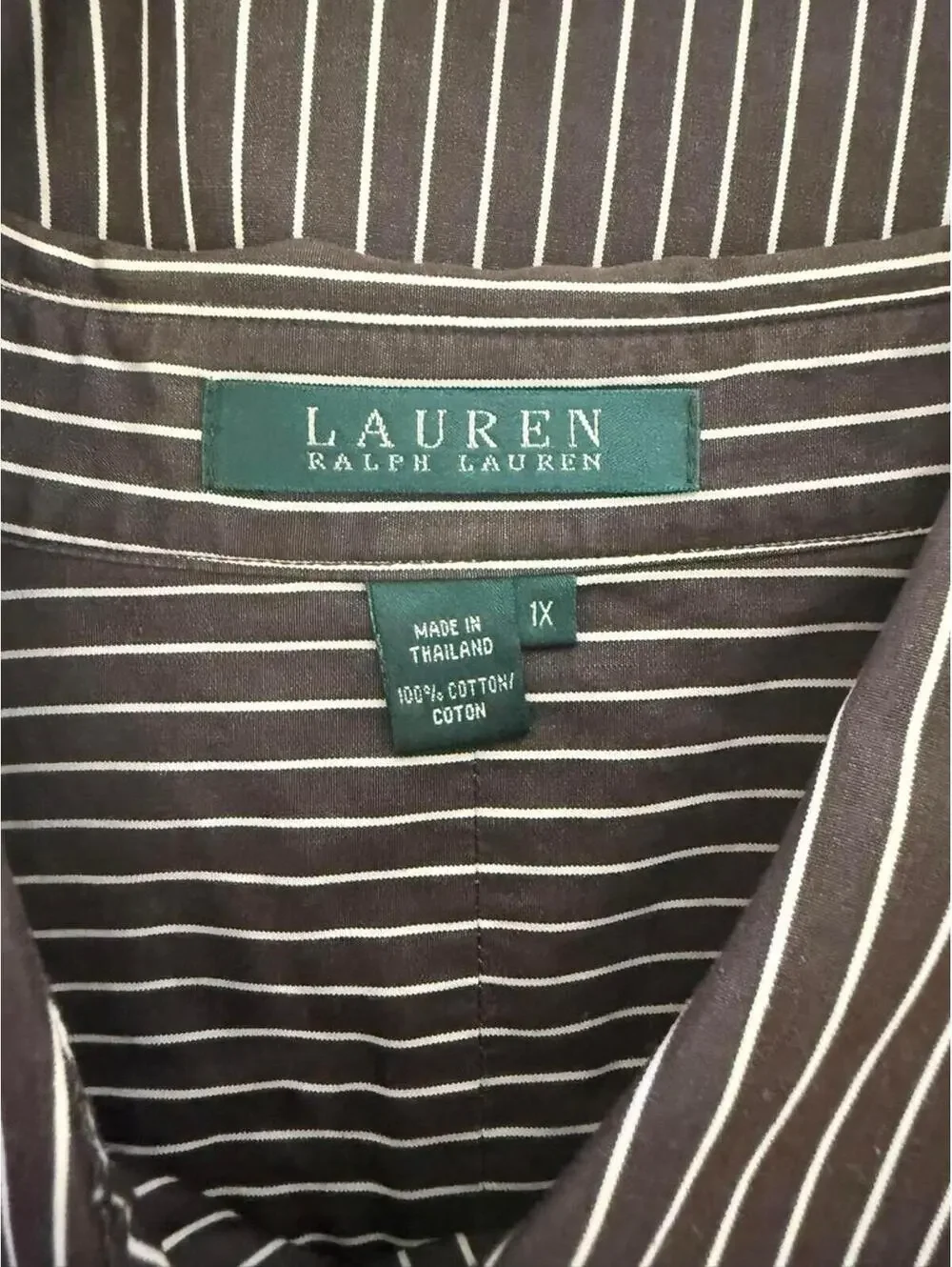 RALPH LAUREN WOMEN'S SHIRT LONG SLEEVE BUTTON DOWN 1X 100%COTTON PIN STRIPE NWOT - Picture 3 of 6